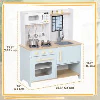 Qaba Pretend Play Kitchen, Kids Kitchen Playset with Stove Microwave Oven, Turning Knobs, Cooking Accessories(m-3)
