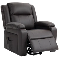 HOMCOM Lift Chair for Seniors, PU Leather Upholstered Electric Recliner Chair with Remote, Side Pockets, Quick Assembly, Brown(m-2)