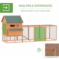 PawHut 137" Chicken Coop Wooden Large Hen House Deluxe Rabbit Hutch Lockable Poultry Cage Backyard with Nesting Box and Run, Orange(m-5)