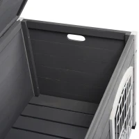 PawHut 31" Folding Dog House, Portable Pet Crate Kennel, Wooden Wire Cage for Miniature and Small Sized Dogs with Lockable Doors Open Top Removable Tray, Grey(m-9)