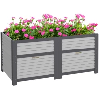 Outsunny Wooden Elevated Planter Box with Storage, 59" x 30" x 29.5" Raised Garden Bed for Vegetables, Flowers, Herbs, Grey(m-2)