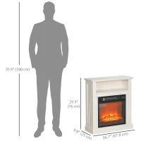 HOMCOM 27" Freestanding Electric Fireplace with Mantel, 1400W Replaceable Fireplace Insert Heater with Timer, White(m-3)