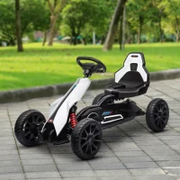 Aosom Kids Pedal Go Kart W/ Adjustable Seat, Swing Axle, White(m-10)