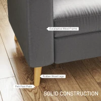 HOMCOM Sectional Sofa Couch, L Shaped Couch with Reversible Chaise, Wooden Legs for Living Room, Bedroom, Dark Grey(m-6)