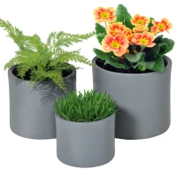 Outsunny Set of 3 Outdoor Planter Set, 13/11.5/9 in, Flower Pots with Drainage Holes, Outdoor Plant Pots for Patio, Yard, Garden(m-2)