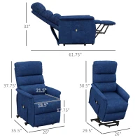 HOMCOM Power Lift Chair for Seniors, Electric Lift Recliner Chair with Remote Control, Side Pockets for Living Room, Dark Blue(m-3)