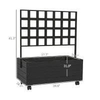 Outsunny Raised Garden Bed with Trellis and Wheels, Outdoor Planter Wooden Elevated Garden Bed for Garden, Patio, Balcony(m-3)