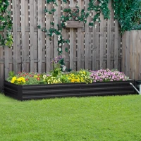 Outsunny 95" x 36" x 12" Galvanized Raised Garden Bed, Metal Elevated Planter Box for Growing Flowers, Herbs, Succulents, Grey(m-1)