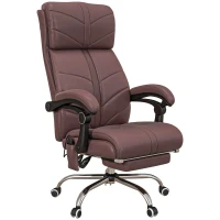 Vinsetto Executive Massage Office Chair with 4 Vibration, Computer Desk Chair, PU Leather Heated Reclining Chair with Adjustable Height, Swivel Wheels, Brown(m-1)