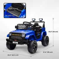 Qaba 12V Ride on Truck, Electric Car for Kids with Remote Control, Suspension, 3 Speeds, USB Music Headlights, Dark Blue(m-3)