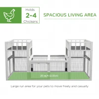 PawHut 7.3' x 3.6' Wooden Chicken Coop Combinable Design with Storage Shelf for 2-4 Chickens, Ducks, Goose, Rabbits, White(m-4)