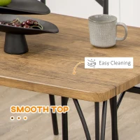 HOMCOM Industrial Dining Table Set for 6 People, 6 Piece Kitchen Table and Chairs Set, Dinner Table with Bench and Storage Shelf, Dinette Set, Rustic Brown(m-6)