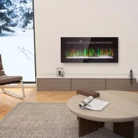 HOMCOM 40" Recessed or Wall Mounted Electric Fireplace Heater with Remote Control, Adjustable Flame Color and Brightness(m-10)