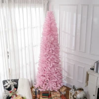 HOMCOM 8' Artificial Christmas Tree Douglas Fir Pencil Christmas Tree with 1168 Realistic Branch Tips, Pink(m-10)