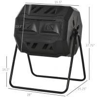 Outsunny Tumbling Compost Bin Outdoor 360° Dual Chamber Rotating Composter 43 Gallon, Black(m-3)