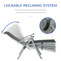 Outsunny Foldable Lounge Chair with 10-Positions Adjustable Backrest & Footrest for Deck, Backyard, Beach, Porch, Black(m-5)