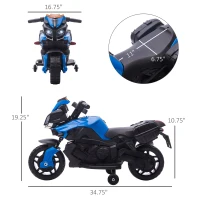 AOSOM Kids Electric Motorcycle Ride-On Toy 6V 3 km/h Max Speed for Kids 18 - 48 months Blue(m-3)