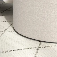 HOMCOM Round Coffee Table, End Table with Hidden Storage and Tray Top, Linen Upholstered Footrest for Living Room(m-10)