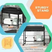 PawHut 51" Bird Cage for Budgies Canaries Finches Lovebirds Parakeets with Rolling Stand, Toys, Black(m-7)