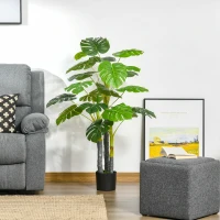 HOMCOM 4FT Artificial Monstera Tree, Faux Decorative Plant in Nursery Pot for Indoor or   Décor(m-10)