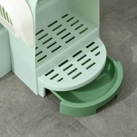 PawHut Cat Litter Box Easy to Clean Open with Scoop, Green(m-9)