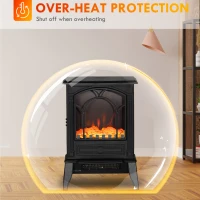 HOMCOM Electric Fireplace Heater, Freestanding Fireplace Stove with Realistic Flame Effect Overheat Protection 750W/1500W Black(m-6)