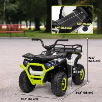 Qaba Kids ATV, 12V Battery Powered Electric Ride on Toy w/ Spring Suspension, Storage Basket, High & Low Speed, Green(m-3)