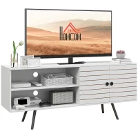 HOMCOM TV Stand Cabinet for 65-Inch, TV Table with Charging Station, Television Stand with Open Shelves, Door and Cable Holes(m-11)
