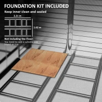 Outsunny 8' x 7' Outdoor Storage Shed, Galvanized Steel Metal Garden Shed with Lockable Doors, Floor Frame, Vents, Lock and Gloves for Backyard, Lawn, Patio, Teak(m-7)