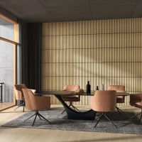 HOMCOM 24" x 24" Wood Panels for Wall, 4 Pack Acoustic Panels, Sound Absorbing Slat Wall for Wall Decor, Home, Oak(m-10)