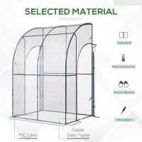 Outsunny 5' x 4' x 7' Lean-to Greenhouse, Walk-in Wall Mounted Hot House & Plant Nursery with 2 Zippered Roll Up Doors, Sloping PVC Cover, Green and Clear(m-4)