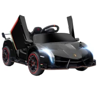Aosom 12V Electric Ride on Car with Butterfly Doors, 4.3Mph Kids Ride-on Toy for Boys and Girls with Remote Control, Horn Honking, Music, Lights, Black(m-11)