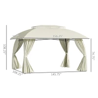 Outsunny 10' x 13' Outdoor Gazebo Patio Gazebo Canopy, Double Vented Roof, Steel Frame, Curtain Sidewalls, Sun Shade Shelter for Garden, Lawn, Backyard, Deck, Beige(m-3)