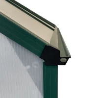 Outsunny 16' x 8' Aluminum Greenhouse Polycarbonate Walk-in Garden Greenhouse Kit with Adjustable Roof Vent, Rain Gutter and Sliding Door for Winter, Clear(m-9)