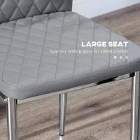 HOMCOM Kitchen Chairs Set of 4, Dining Chairs w/ Faux Leather Upholstery and Steel Legs for Living Room, Dining Room, Grey(m-5)