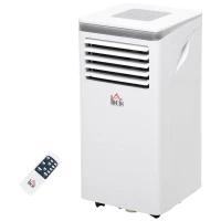 HOMCOM 8000 BTU Portable Air Conditioner for Rooms Uo to 344 Sq.Ft., 4-in-1 Mobile AC Unit with Dehumidifier, Cooling Fan, Sleep Mode, Remote, 24H Timer, Window Installation Kit, White(m-11)