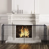 HOMCOM Fireplace Screen, Extendable Fire Spark Guard Cover with Metal Mesh for Living Room Home Decor, Black(m-1)