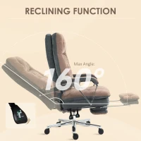 HOMCOM Home Office Chair, Big and Tall Fabric Computer Desk Chair, Swivel Task Chair with Adjustable Height, Coffee(m-4)