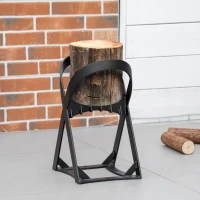 Outsunny Wood Splitter, Firewood Kindling Splitter for 8.75" Diameter Wood with Carbon Steel Wedge, Indoor/Outdoor Use for Bonfires or Camping Trips, Black(m-10)