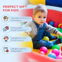 Outsunny Foam Kids Ball Pit Pool with Removable & Washable Cover, 45" x 10" Round Ball Pit for Toddlers with 200 Ocean Balls, Soft Baby Playpen, Red(m-7)