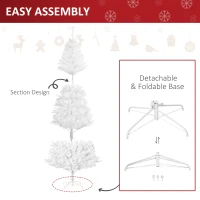 HOMCOM 7ft White Christmas Tree Artificial Christmas Tree with 1230 Branch Tips and Metal Stand(m-5)