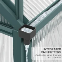 Outsunny 6' x 10' x 6.6' Polycarbonate Greenhouse, Walk-In Green House Kit Garden, Plants Grow, Galvanized Sheet Aluminum Frame with Rain Gutter, Vents and Sliding Door, Green(m-7)