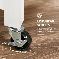 HOMCOM Rolling Kitchen Island Cart, Bar Serving Cart, Compact Trolley on Wheels with Wood Top, Shelves & Drawers for Home Dining Area, White(m-7)