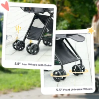 PawHut 2 in1 Foldable Pet Stroller and Detachable Travel Carriage with Lockable Wheels, Adjustable Handlebar Canopy and Zippered Mesh Window Grey(m-8)