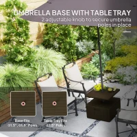 Outsunny Weighted Umbrella Stand with Table Tray, Heavy Duty Patio Umbrella Weighted Base with Wheels, Handles, 176lbs with Stand Filling, Patio Umbrella Base Weight for Garden Poolside, Brown(m-4)