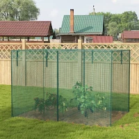 Outsunny 10 x 6.5ft Crop Cage, Garden Plant Protector with Two Zippered Doors, Storage Bag and Ground Stakes, Green(m-1)
