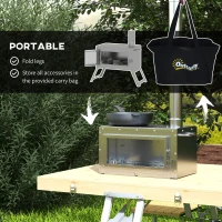 Outsunny Stainless Steel Wood Stove with Chimney and Carry Bag, Portable & Foldable, for Hot Tent, Camping, Cooking, Heating(m-5)