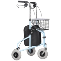 HOMCOM Upright Walker Up Rollator, Rolling Walker with Wheels, Storage Bag, Tray, Adjustable Handle Height, Blue(m-11)