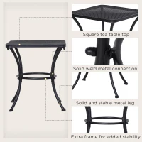 Outsunny 18"x18"x20" Square Garden Metal Bistro Table Outdoor Patio Coffee Side Desk, Black(m-5)