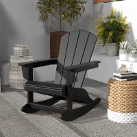 Outsunny Outdoor Rocking Chair, HDPE Adirondack Porch Rocker Chair for Garden, Patio, Black(m-2)